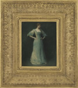 Mavi Elbise, 1892 (ahşap panel üzerine yağlı boya) by Thomas Wilmer Dewing